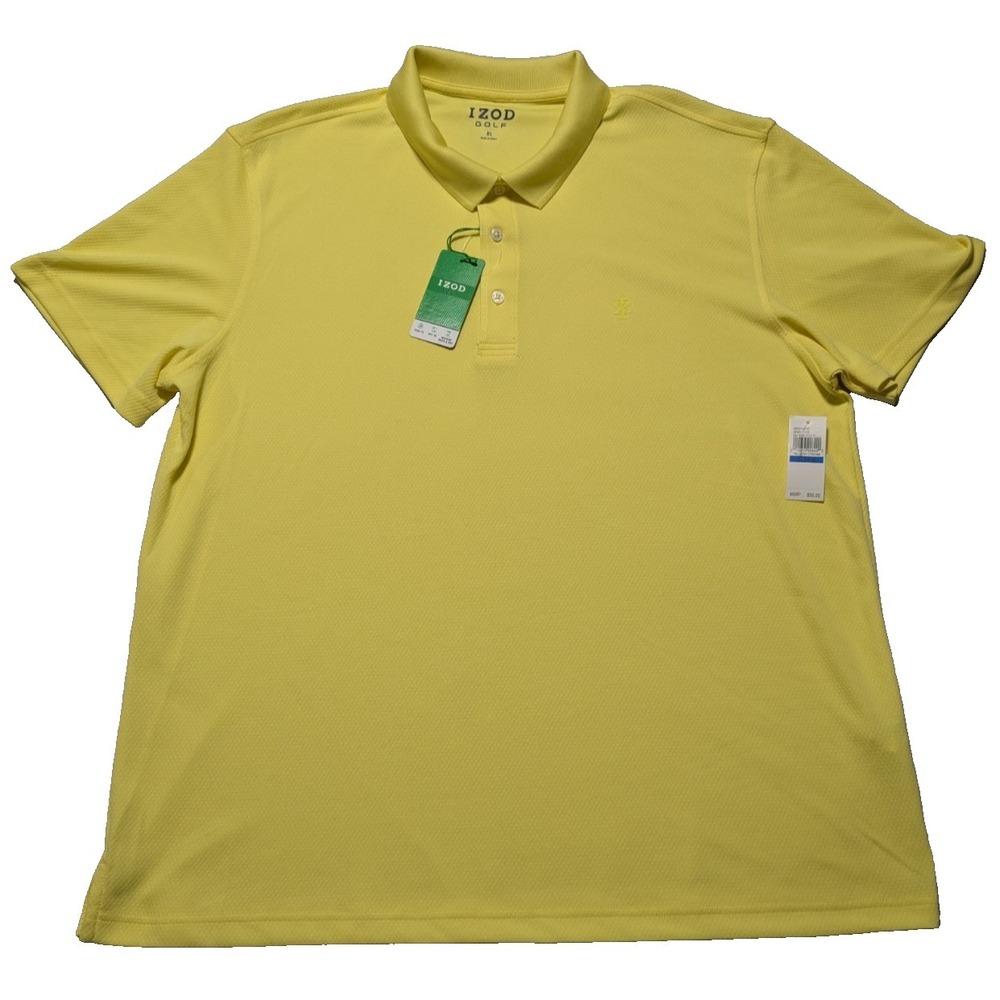 IZOD GOLF Men XL Yellow Cream Performance Polo Shirt NEW